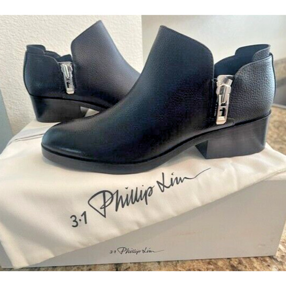 3.1 Phillip Lim Womens Alexa Black Leather Ankle Booties 37 EU / 6.5 US NEW $495 - Picture 1 of 10